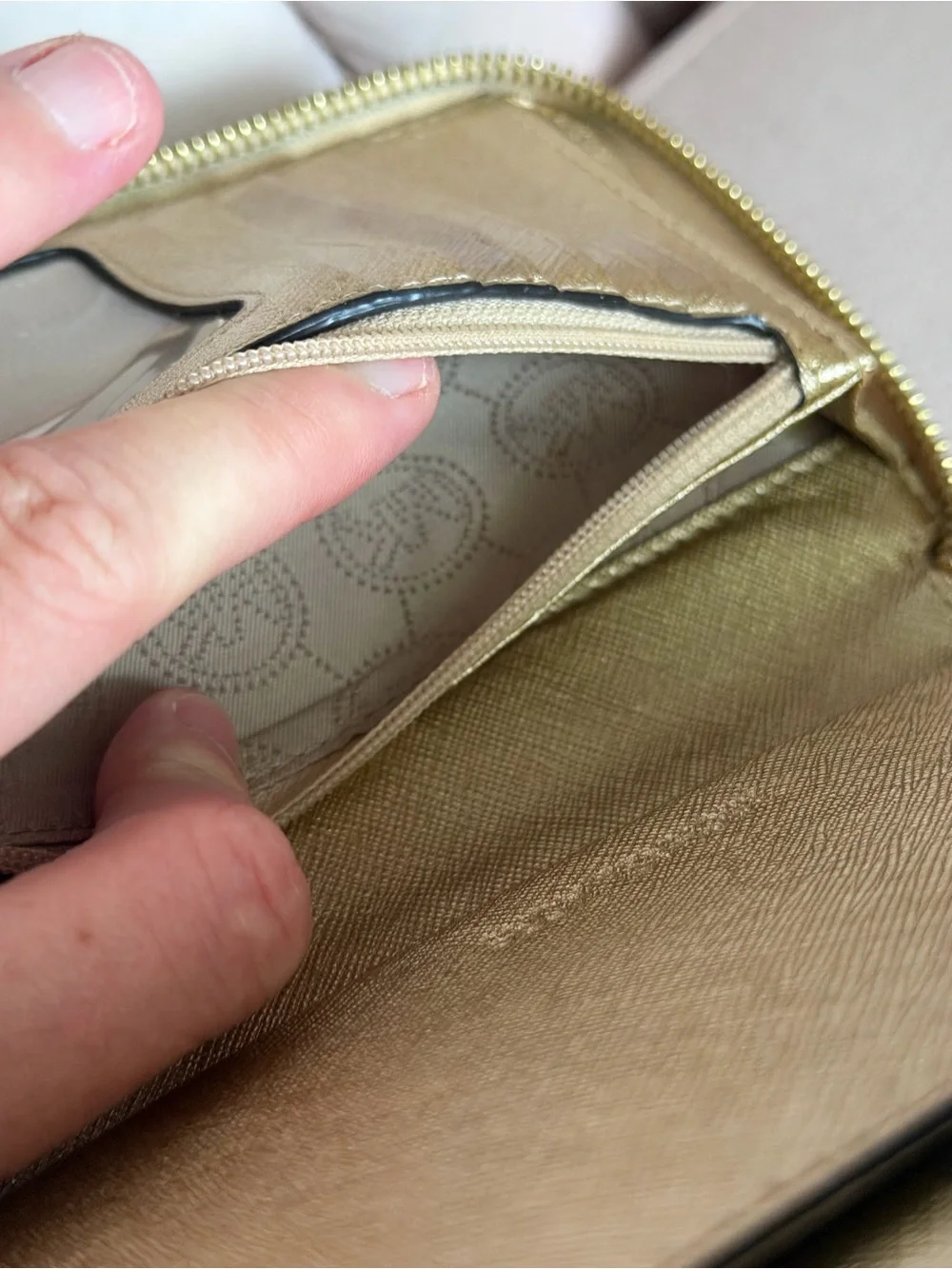 Michael Kors Gold Saffiano Zip Wallet